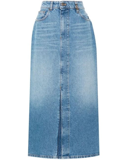 Twinset Blue Denim Midi Skirt