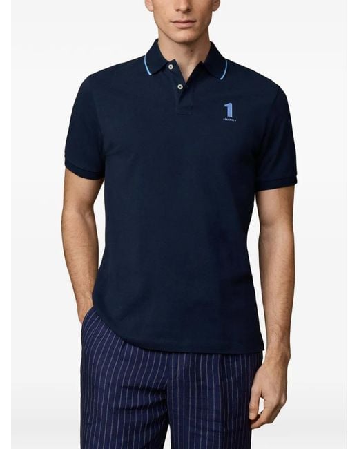 Hackett Blue Heritage Nbr Tipped Polo Shirt for men