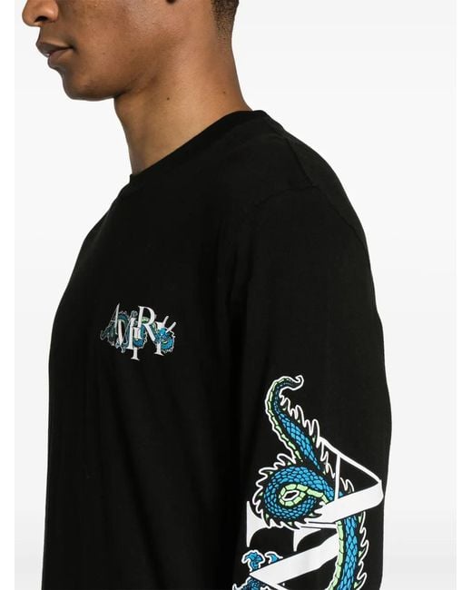 Amiri Black Lny Dragon Long-Sleeve T-Shirt for men