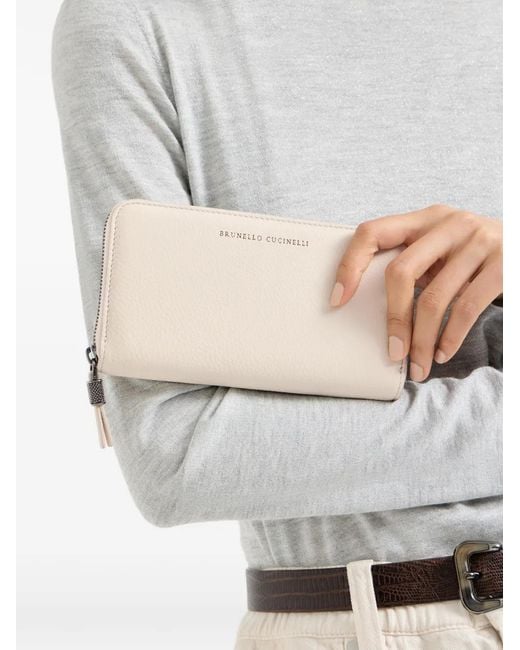Brunello Cucinelli Natural Grained Zip Wallet