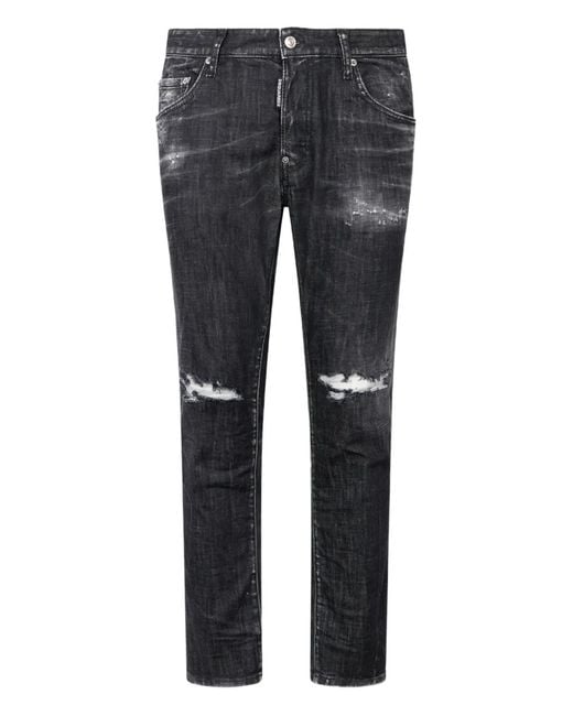 DSquared² Gray Skater Distressed Jeans for men