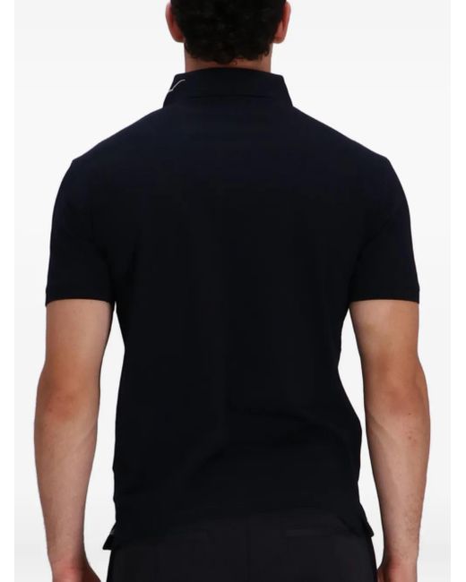 Emporio Armani Black Embroidered-Signature Polo Shirt for men