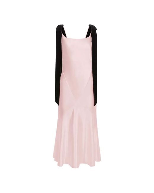 Nina Ricci Pink Bow-Detail Satin Midi Dress