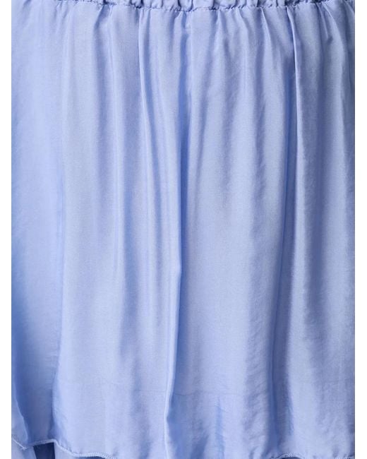 Haveone Blue Tiered Elasticated-Waist Mini Skirt