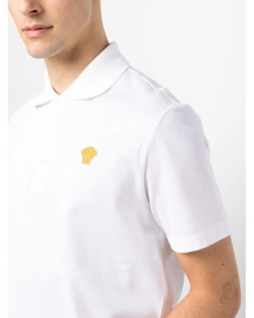 Versace White Medusa Embroidered Polo Shirt for men