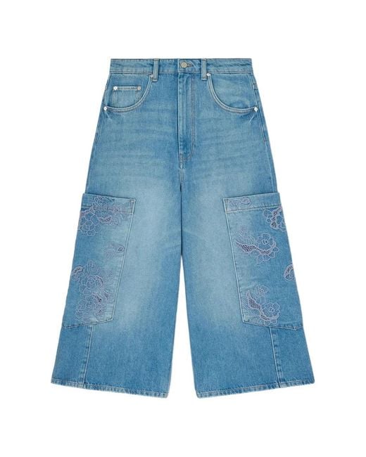 Vaqueros Capri Con Diseño Patchwork Ganni de color Blue