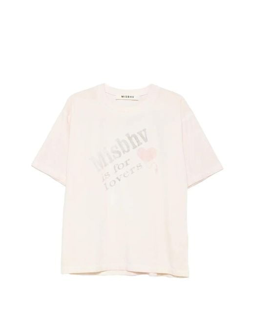 M I S B H V White Printed T-Shirt