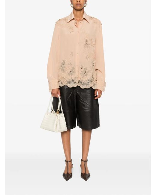 Ermanno Scervino Natural Floral Lace-Embellished Shirt