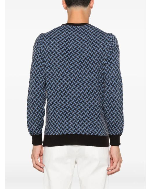 Drumohr Trui Met Geometrisch Patroon En Ronde Hals in het Blue voor heren