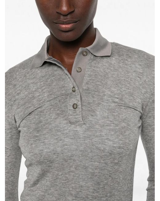 Entire studios Gray Long-Sleeve Polo Shirt