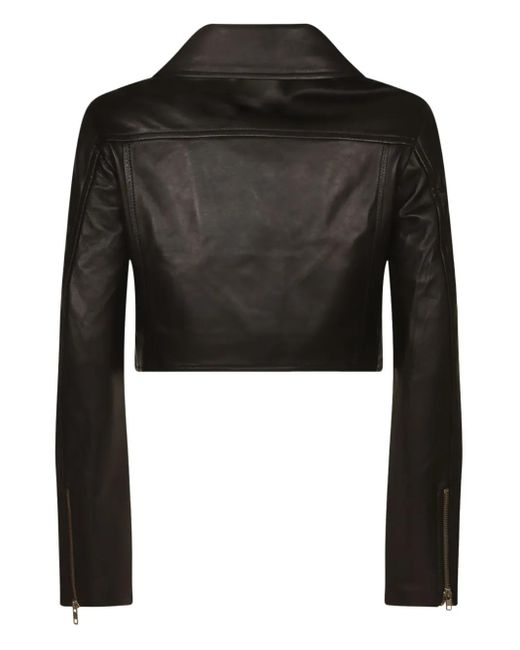 S.W.O.R.D Black Cropped Zip-Front Leather Jacket