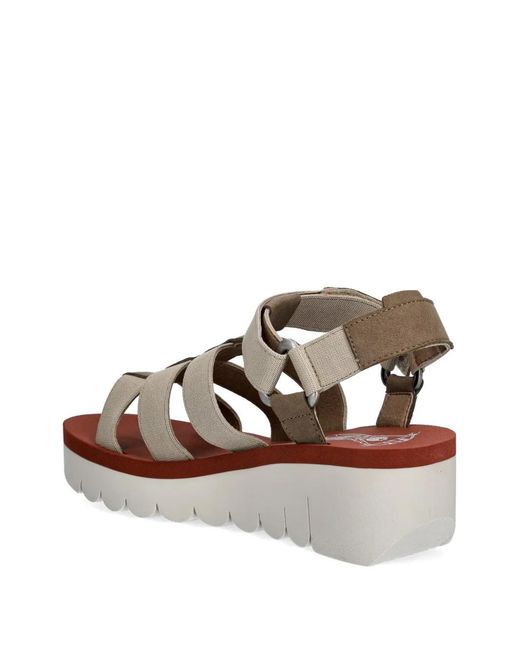 Fly London Brown Touch-Strap Platform Sandals
