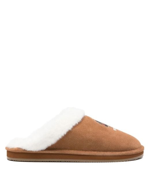Polo Ralph Lauren Brown Embroidery-Logo Slippers