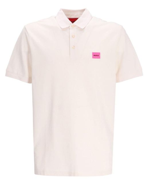 HUGO Pink Dereso Logo-print Polo Shirt for men
