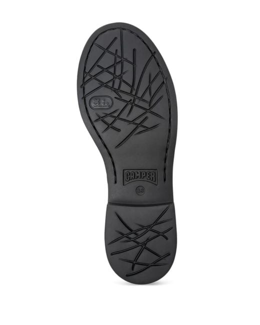 Camper Black Leather Floral Lace-Up Shoes