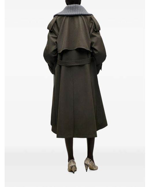 Victoria Beckham Black Double-Breasted Belted Trench Coat