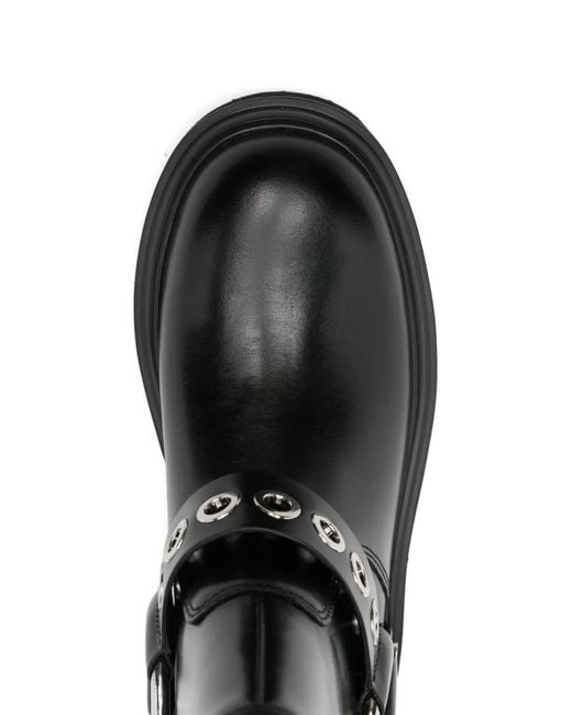 Maje Black 40Mm Eyelet-Embellishment Biker Boots