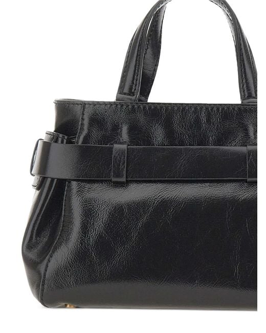 Gianni Chiarini Black Small Miranda Knotted Leather Tote Bag