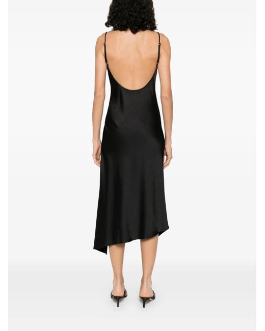 Nissa Black Spaghetti-Straps Satin Dress