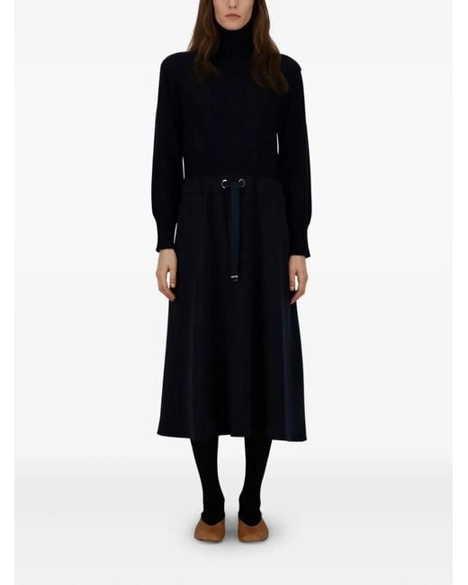 Herno Women's Blue Turtleneck Drawstring-Waist Midi Dress casual dresses