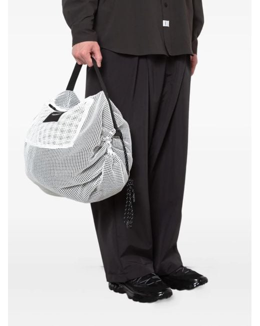 Yoshio Kubo Gray Mesh-Schultertasche Mit Kordelzug