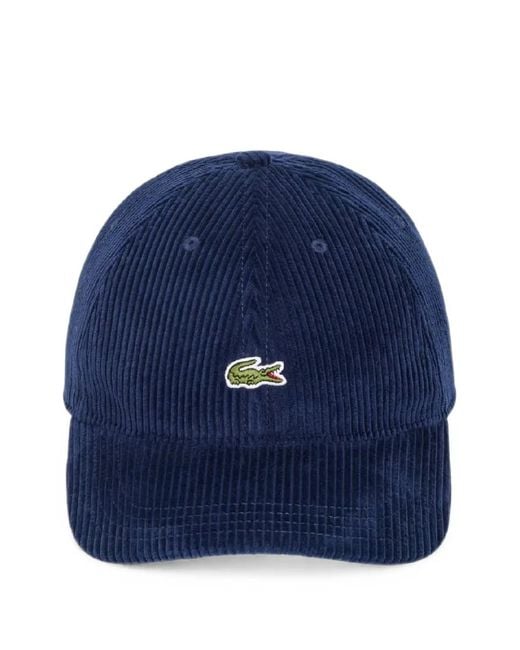 Lacoste Blue Logo-Patch Corduroy Baseball Cap for men
