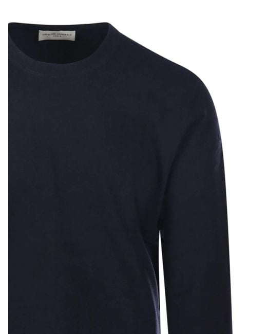 Officine Generale Blue Long-Sleeve Crew-Neck Sweater for men