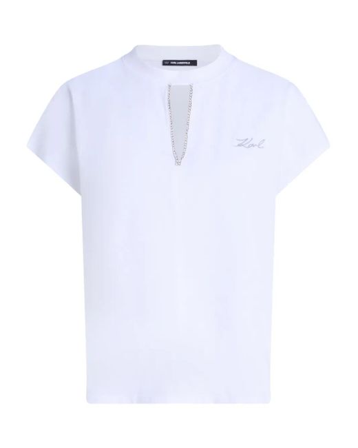 Karl Lagerfeld キーホールネック Tシャツ White