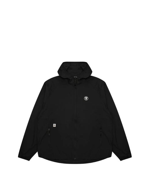 Aape By A Bathing Ape Black Moonface Logo-Patch Windbreaker Jacket for men