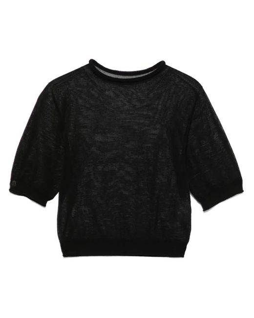 Amomento クロップド ニットtシャツ Black