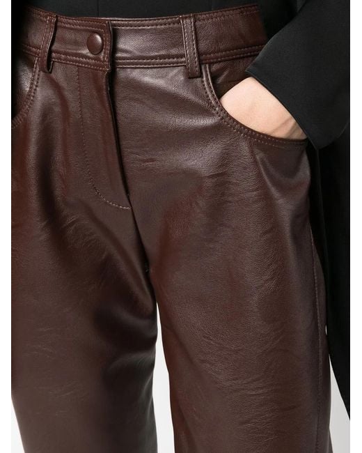 Stella McCartney Brown Straight Leg Faux Leather Trousers