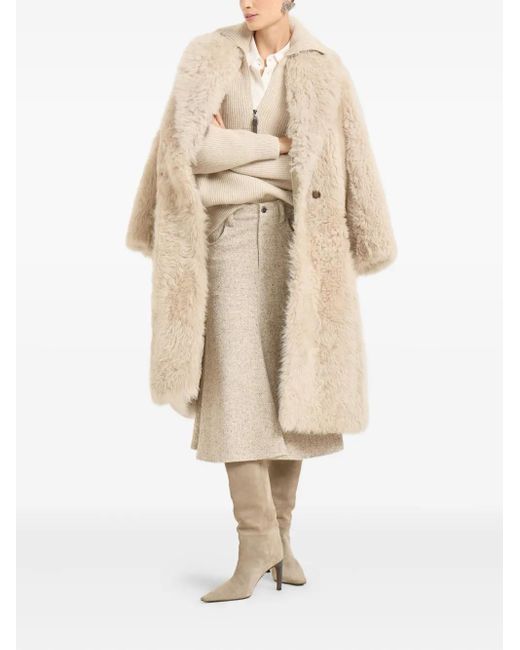 Brunello Cucinelli Natural Five-Pocket Midi Skirt