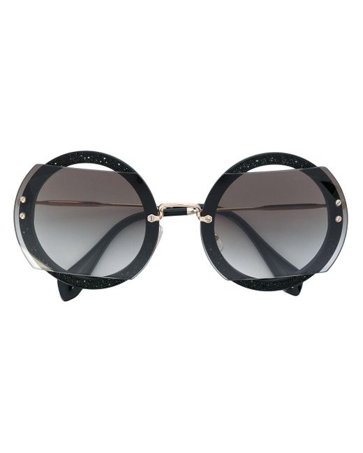 Miu Miu Black Sonnenbrille mit runden Gläsern
