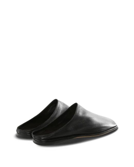 The Row Black Square-Toe Slides
