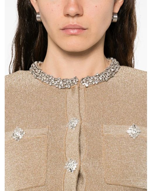Self-Portrait Natural Embellished Midi Dress