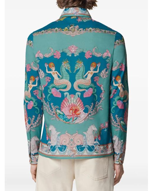 Versace Baumwollhemd Coral Theatre in Blue für Herren