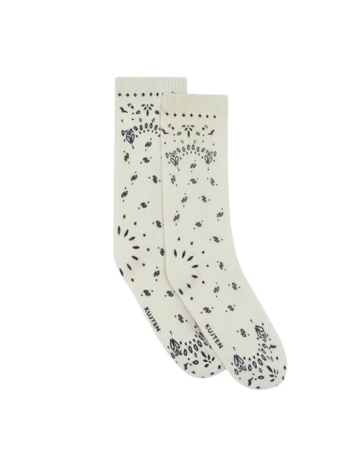 Kujten White Sig Bandana Patterned Socks