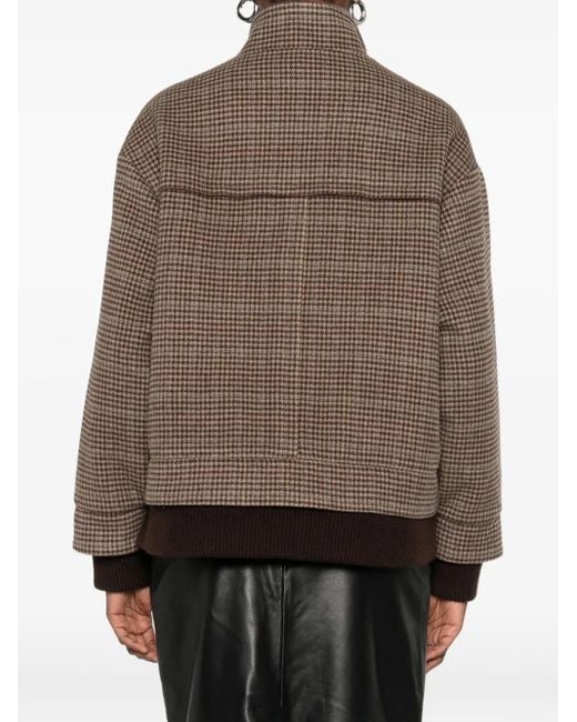 Eric Bompard ハウンドトゥース ボンバージャケット Brown