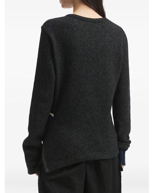 Y's Yohji Yamamoto Black Asymmetric Pocket-Detail Sweater