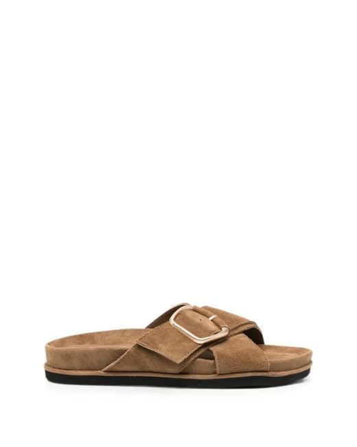 SERGIO MORETTI FIRENZE Brown Buckle-Fastening Crossover-Strap Sandals