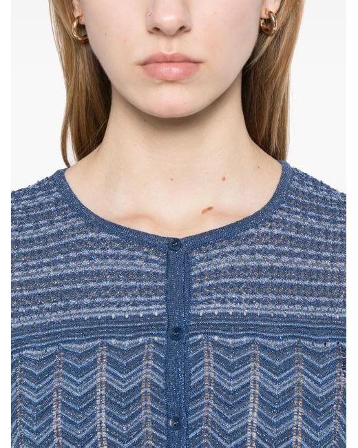 Sandro Blue Glitter Knit Cardigan