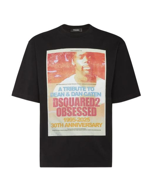 DSquared² Black Graphic-Print T-Shirt for men