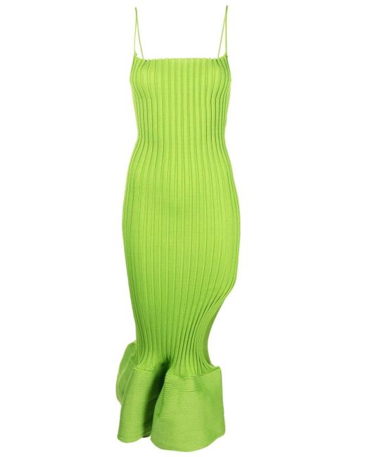 a. roege hove Fishtail-design Ribbed Midi Dress in Green | Lyst