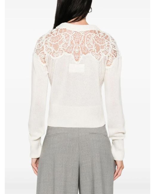 Ermanno Scervino White Lace-Insert Sweater