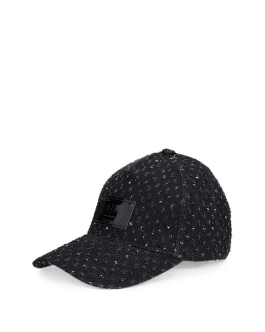 ARMANI EXCHANGE Black Bouclé-Baseballkappe Mit Logo-Patch