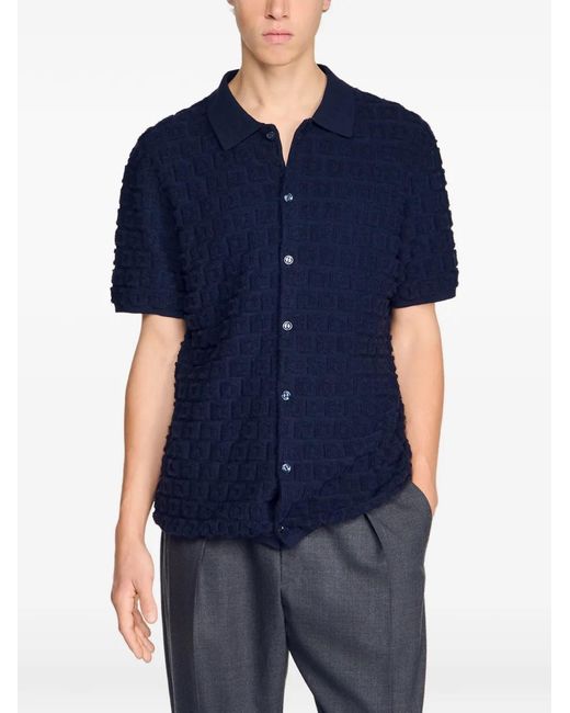 Sandro Blue Cardigan En Jacquard for men