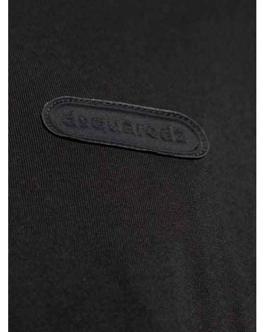 DSquared² Black Logo-appliquéd Cotton T-shirt for men