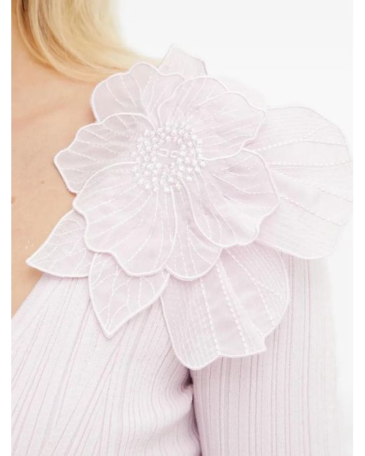 Elisabetta Franchi フラワー リブtシャツ White