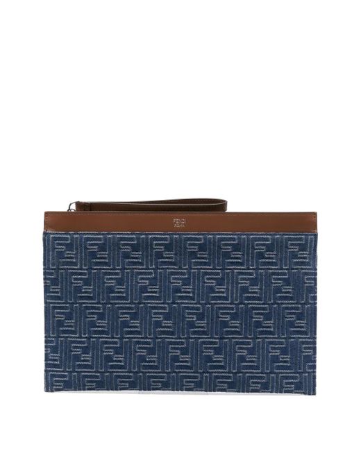 Fendi Blue Pouch Piatta Medium Ff for men