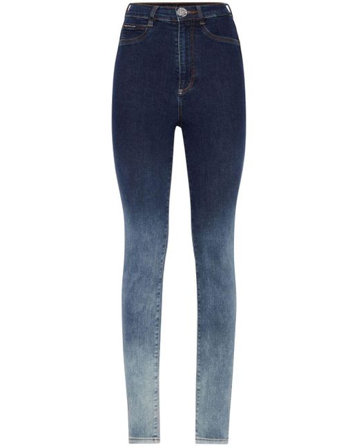 Philipp Plein Blue High-waist Skinny Jeans